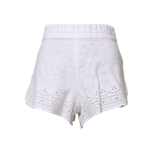 Dolce & Gabbana White Linen High Waisted Hot Pants Shorts
