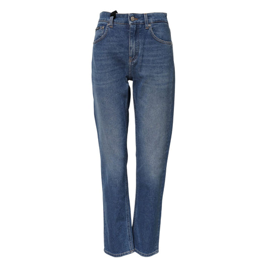 Dolce & Gabbana Blue Cotton High Waist Tapered Denim Jeans PAN75532-38