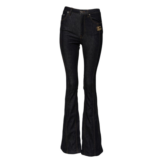 Dolce & Gabbana Black Cotton Mid Waist Bootcut Denim Jeans PAN75537-38