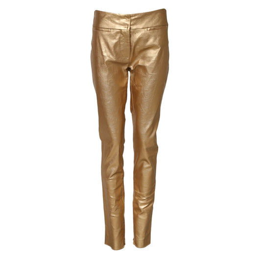 Dolce & Gabbana Metallic Gold High Waist Skinny Trouser Pants PAN75553-40
