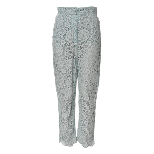 Dolce & Gabbana Mint Green Cotton Floral Lace Trousers Pants PAN75578-40
