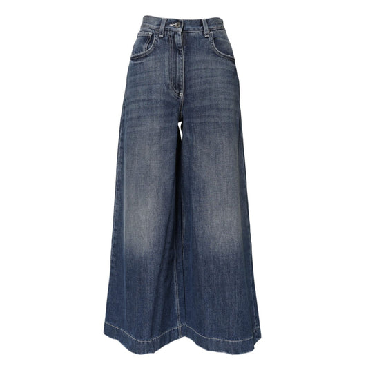 Dolce & Gabbana Blue Cotton High Waist Wide Leg Denim Jeans PAN75621-36