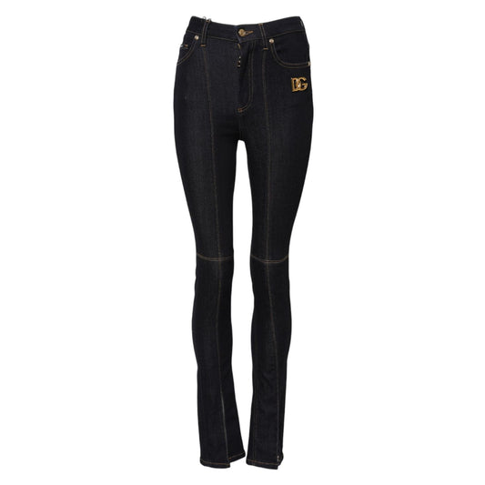 Dolce & Gabbana Blue Cotton High Waist Skinny Denim Jeans PAN75943-36
