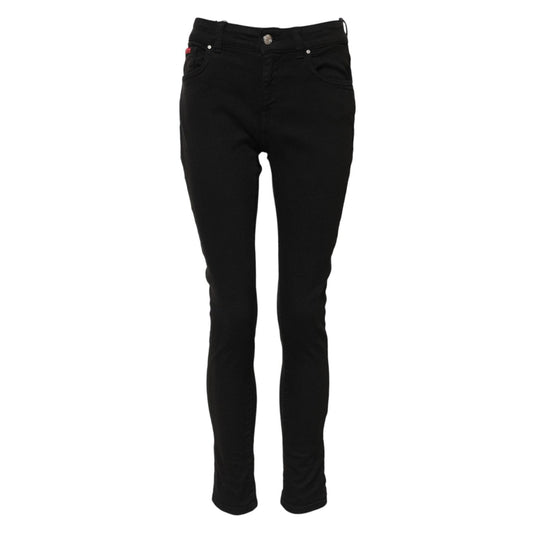 Dolce & Gabbana Black Cotton Logo Skinny Mid Waist Denim Jeans PAN75955-38