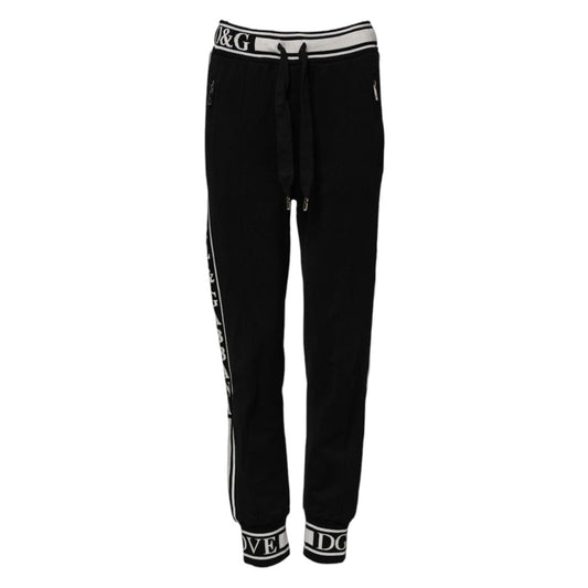 Dolce & Gabbana Black Cotton Jogger Logo Waist Pants PAN76103-38