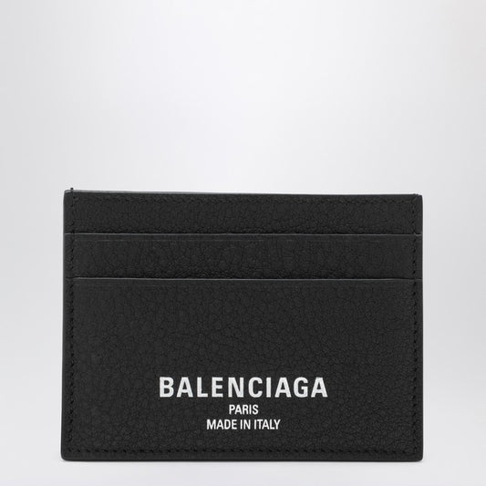 Balenciaga Black Credit cardholder in hammered leather 8066372ABV0/R_BALEN-1000_100