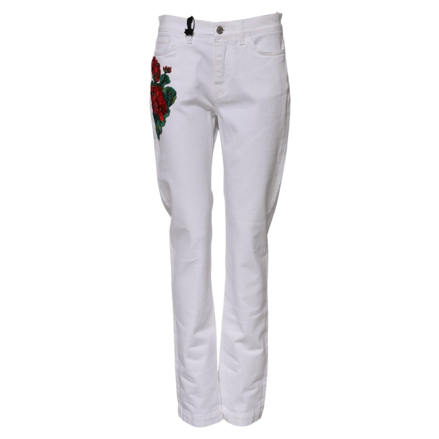 Dolce & Gabbana White Floral Embroidery GIRLY Denim Jeans PAN76500-42
