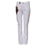 Dolce & Gabbana White Floral Embroidery GIRLY Denim Jeans PAN76500-42