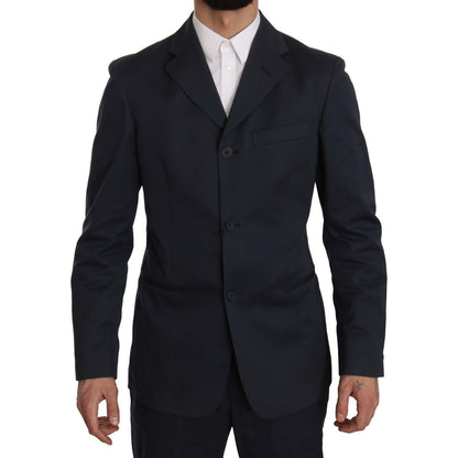 Romeo Gigli Two Piece 3 Button Cotton Blue Solid Suit