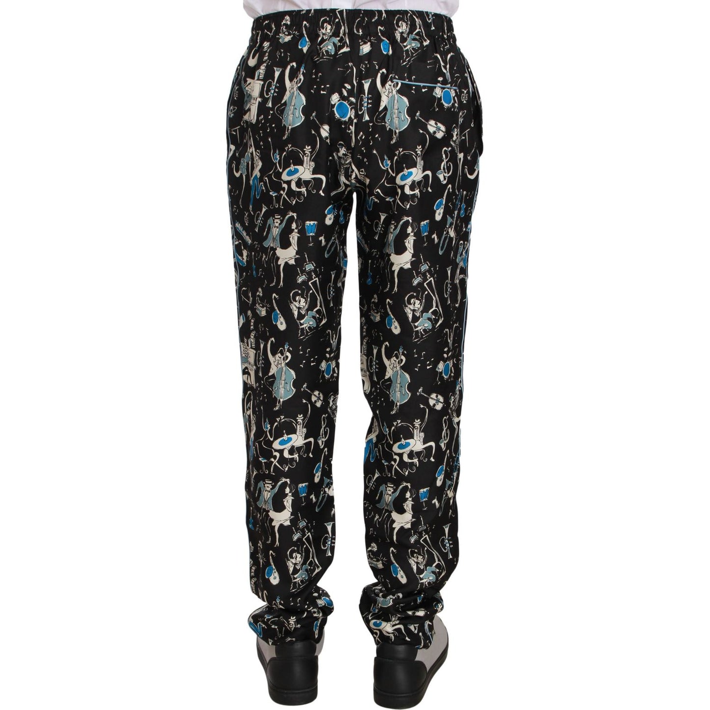Dolce & Gabbana Black Musical Instrument Sleepwear Pants