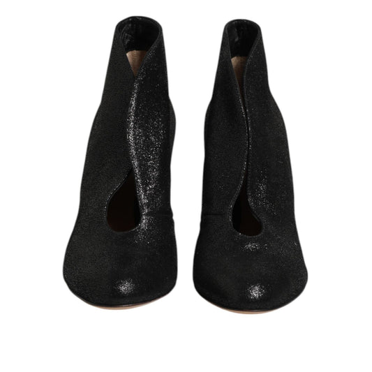 Gianvito Rossi Metallic Black Pump Stiletto Heels Shoes LA12586-39