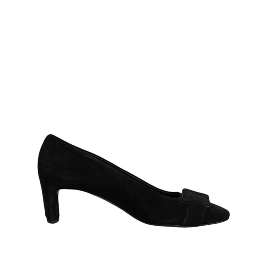 DEL CARLO Black Suede Leather Slip On High Heels Pump Shoes LA12589-40