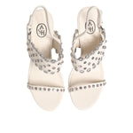 ASH White Block Heeled Studded Quarter Strap Sandals Shoes LA12600-40