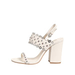 ASH White Block Heeled Studded Quarter Strap Sandals Shoes LA12600-40