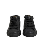 HIDE & JACK Black Leather Lace Up Mid Top Sneakers Shoes LA12568-37