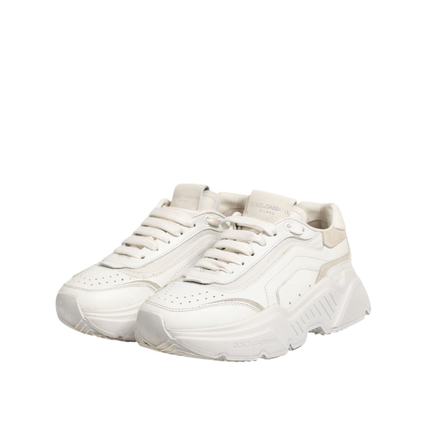 Dolce & Gabbana White DAYMASTER Calf Leather Sneakers Shoes LA12711-37