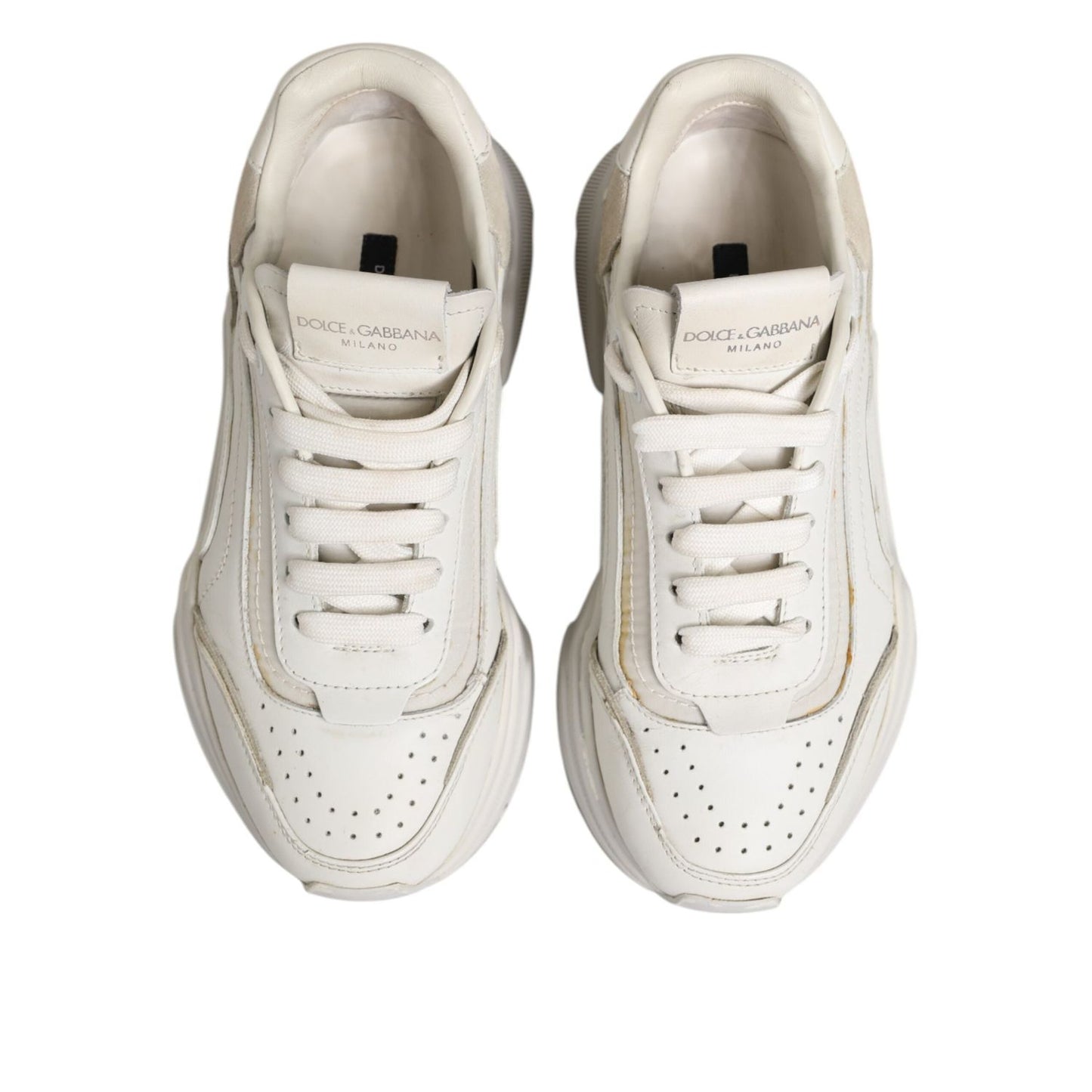 Dolce & Gabbana White DAYMASTER Calf Leather Sneakers Shoes LA12711-37