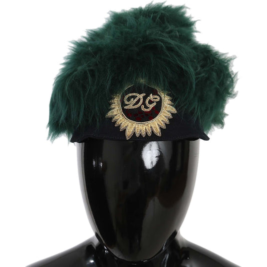 Dolce & Gabbana Green Fur DG Logo Embroidered Cloche Hat 1728,56 cm|XS,67345645728,Accessories,Beanie - Hats - Accessories,Dolce & Gabbana,Green,Hats - Accessories,Hats - Women - Accessories,Material: 100% Cashmere,New with tags,Women,Women - Accessories