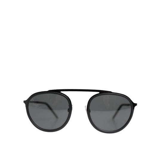 Dolce & Gabbana Matte Black DG2276 Metal Rim Round Shades Sunglasses