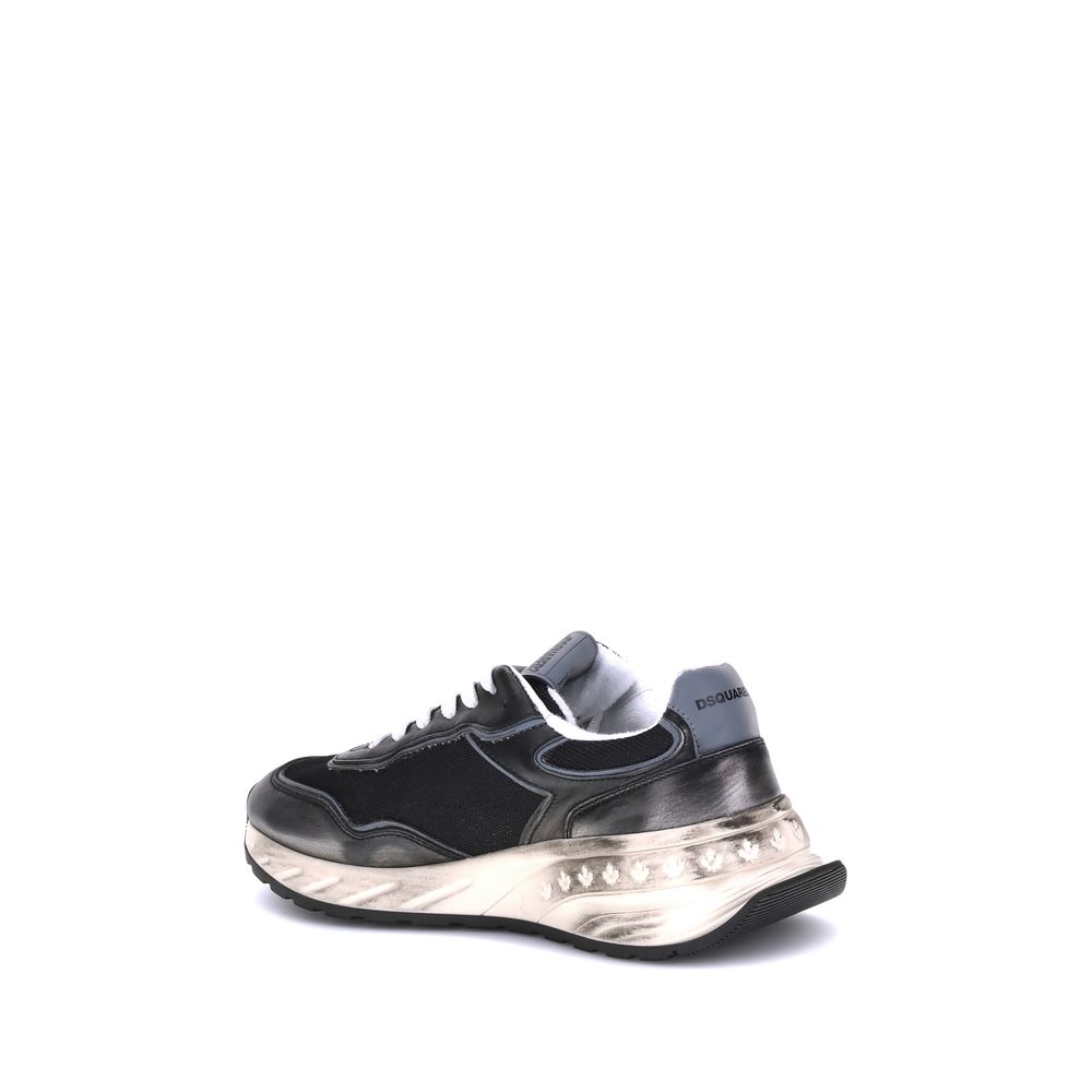 Dsquared² Black Calf Leather Bos Taurus Athletic Sneakers 1728,72470364320,Athletic - Sneakers - Shoes,Black,Dsquared²,EU40.5/US7.5,EU40/US7,EU41.5/US8.5,EU41/US8,EU44/US11,Men,New with tags,Shoes,Sneakers - Shoes