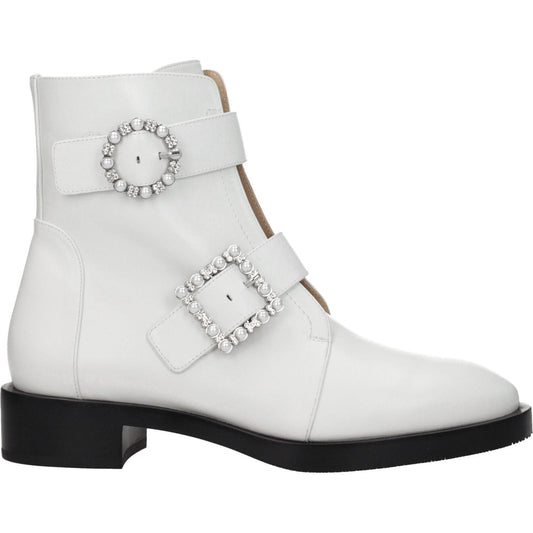 Stuart Weitzman White Leather Ankle Boots ST-8547258237193-EU37.5/US7.5