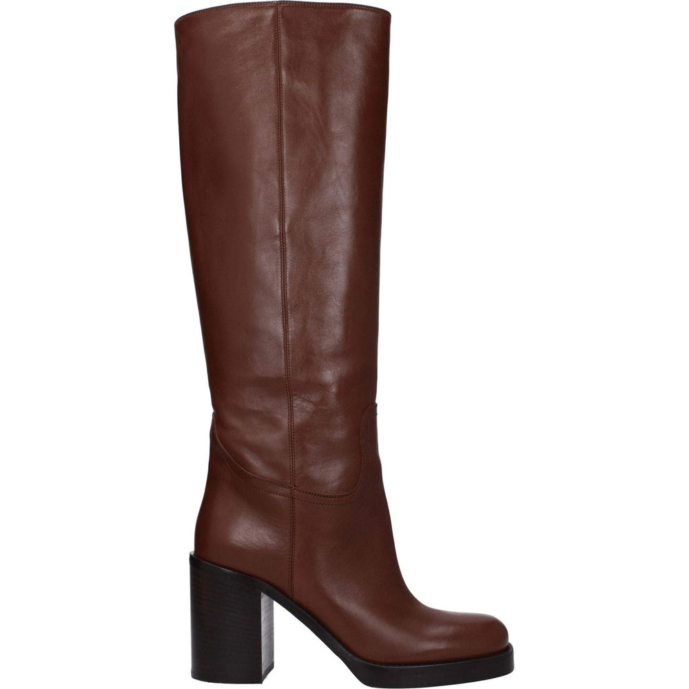 Prada Brown Leather High Heel Boots PR-8547437248777-EU39/US9