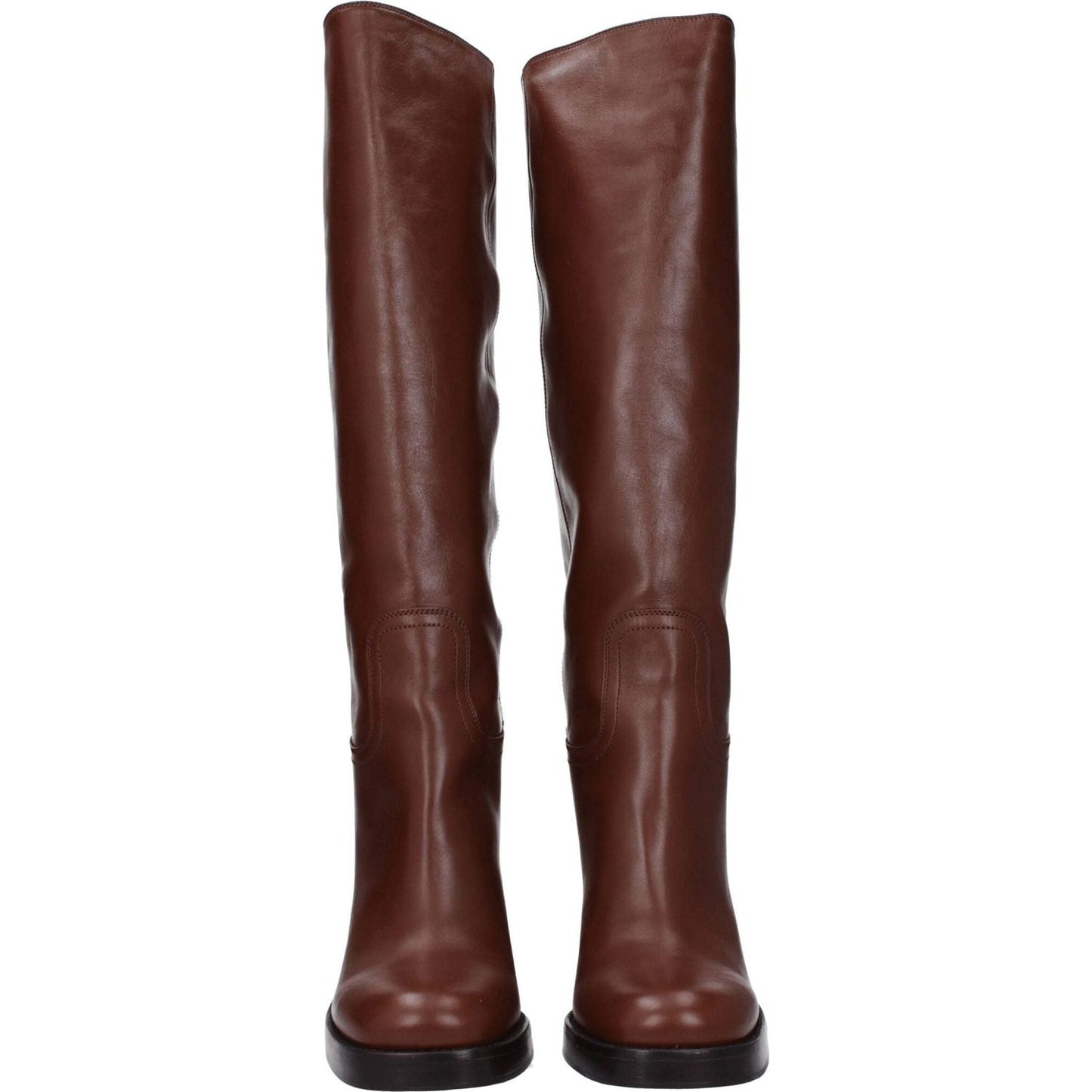 Prada Brown Leather High Heel Boots PR-8547437248777-EU39/US9