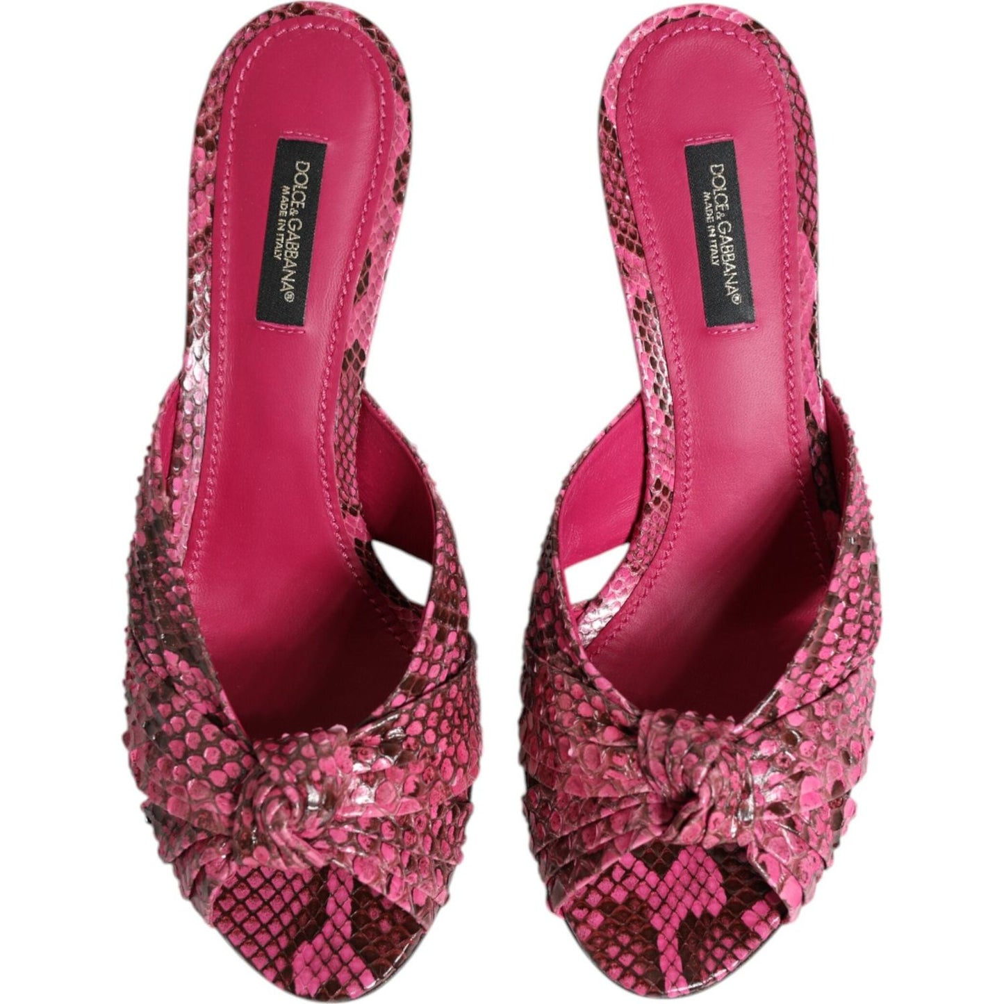 Dolce & Gabbana Pink Leather Heels Slides Sandals Shoes LA11470-36