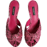 Dolce & Gabbana Pink Leather Heels Slides Sandals Shoes LA11470-36