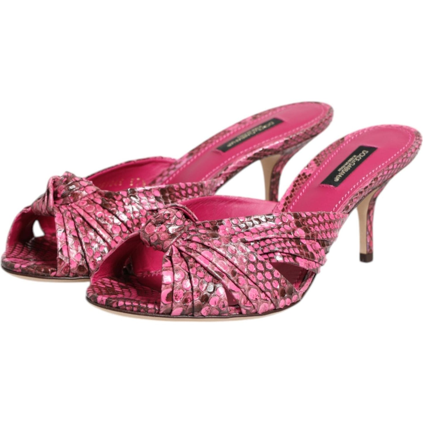 Dolce & Gabbana Pink Leather Heels Slides Sandals Shoes LA11470-36