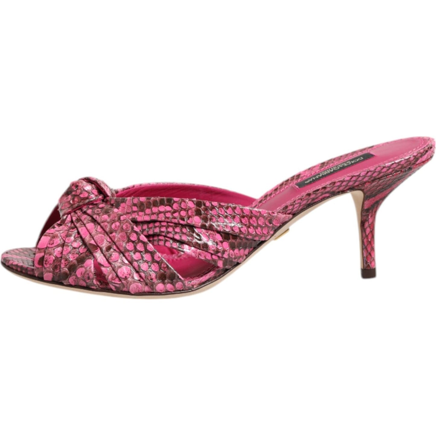 Dolce & Gabbana Pink Leather Heels Slides Sandals Shoes LA11470-36