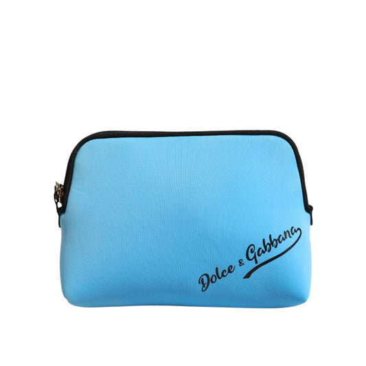 Dolce & Gabbana Blue Nylon DG Logo Print Clutch Zip Pouch Bag Dolce & Gabbana
