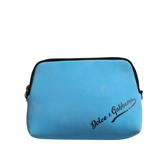Dolce & Gabbana Blue Nylon DG Logo Print Clutch Zip Pouch Bag Dolce & Gabbana