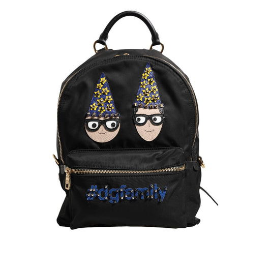 Dolce & Gabbana Black Nylon #DGFAMILY VULCANO Embellished Backpack Bag Dolce & Gabbana
