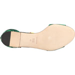 Dolce & Gabbana Green Mink Fur Satin Banana Leaf Sandals Shoes LA12817-35.5