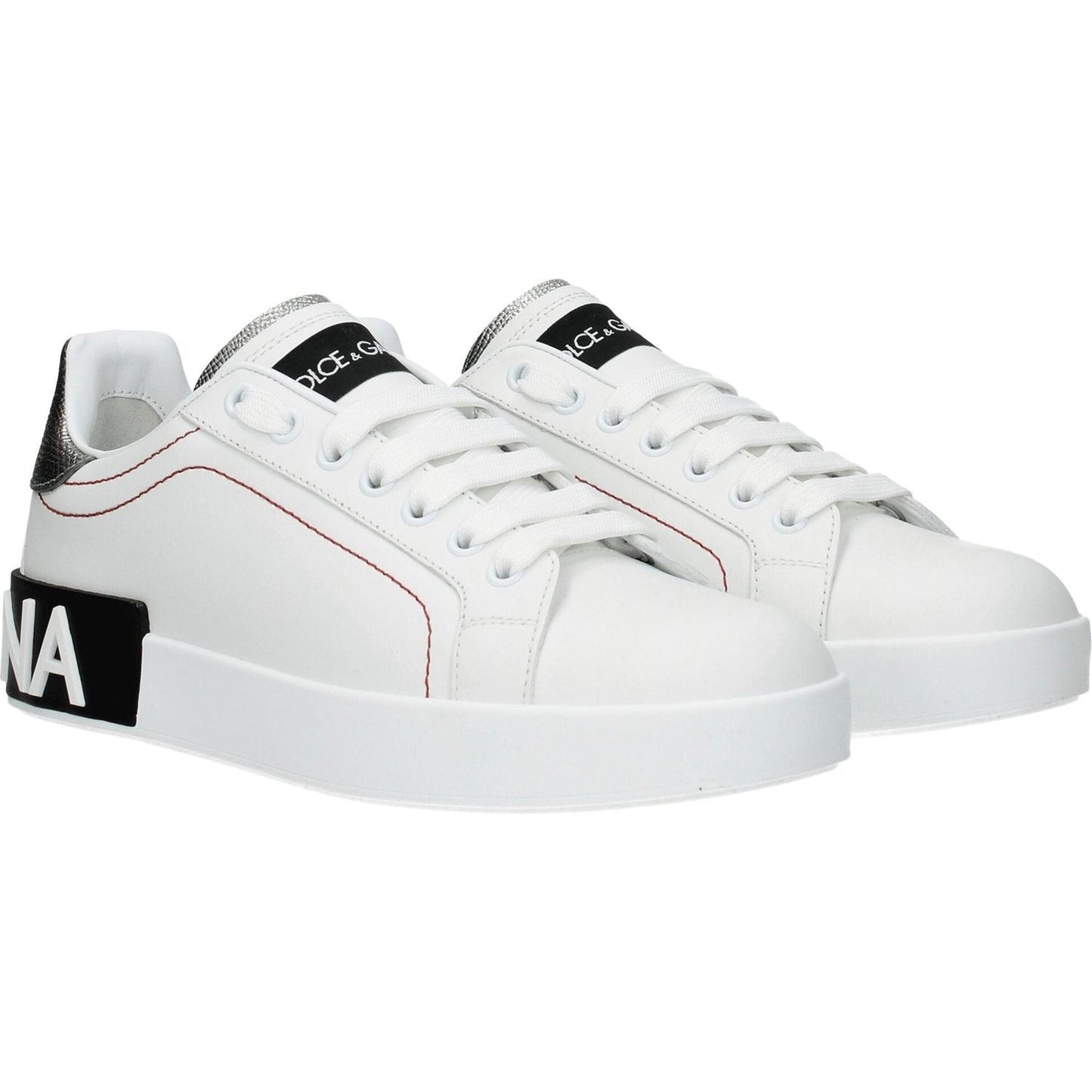 Dolce & Gabbana White Leather Low Tops DO-8547144499465-EU35.5/US5.5