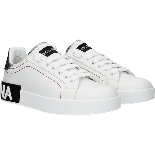 Dolce & Gabbana White Leather Low Tops DO-8547144499465-EU35.5/US5.5