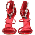 Dolce & Gabbana Red Satin Crystals Keira Sandals Heels Shoes LA12906-35.5