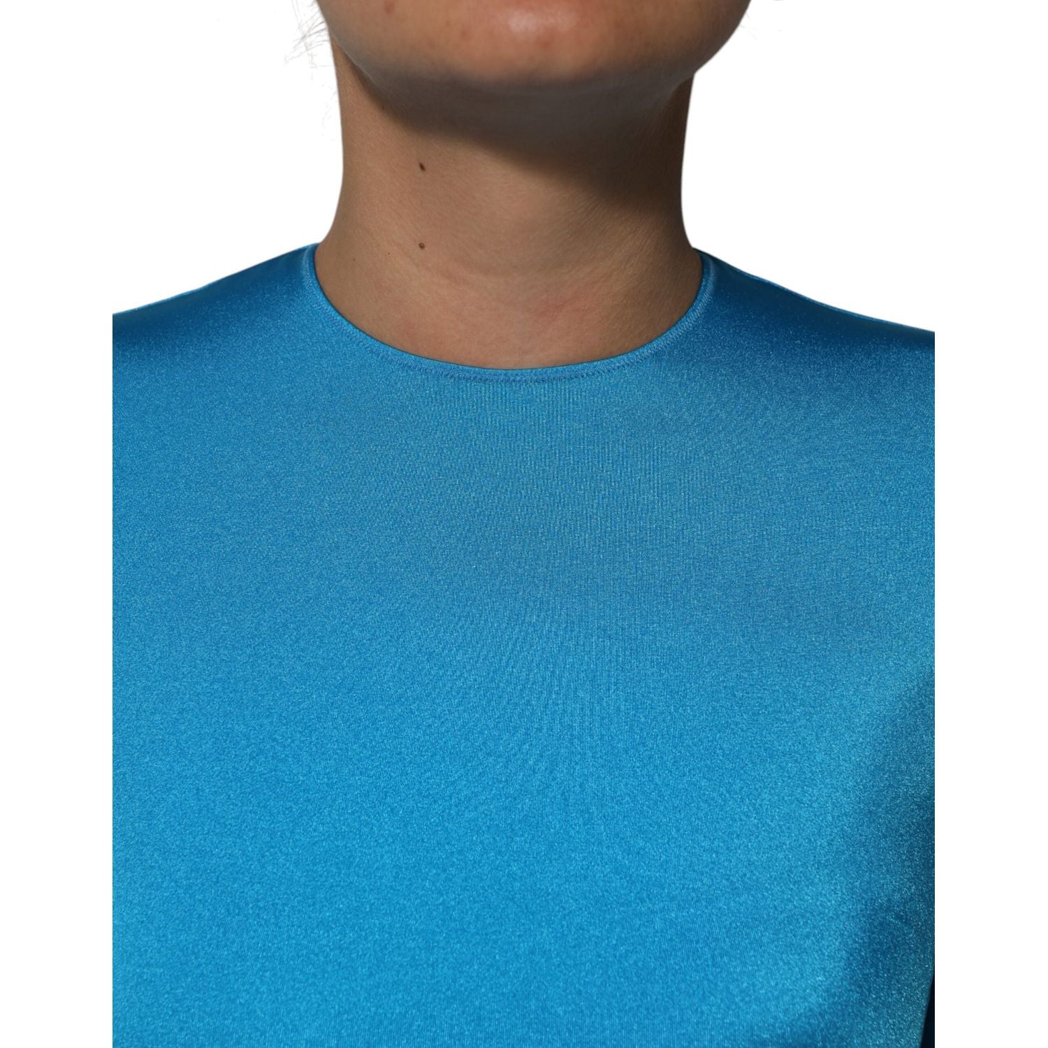 Dolce & Gabbana Blue Nylon Crew Neck Bodycon Jumpsuit Dress