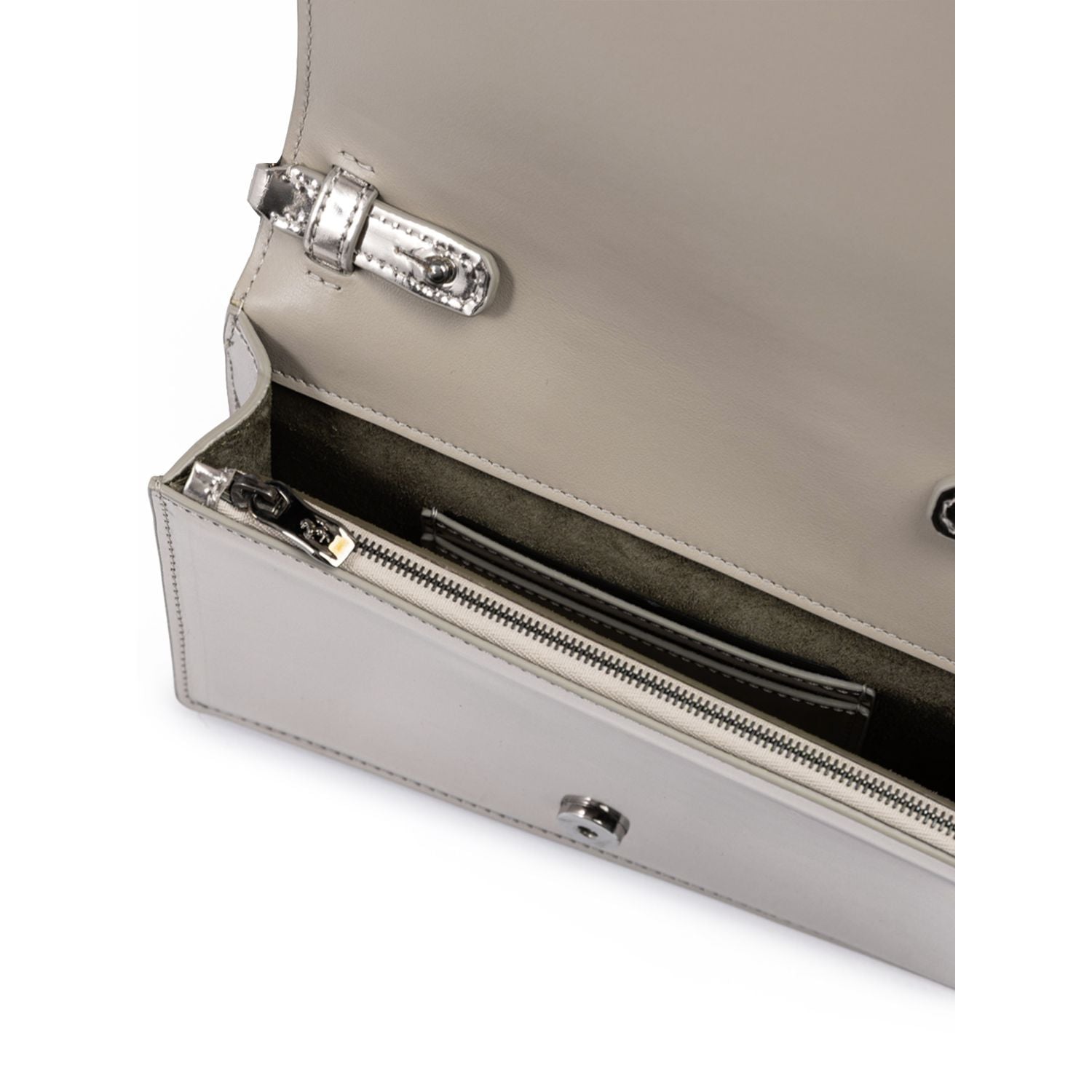 Ferrari Metal Silver GT patent leather bag with chain