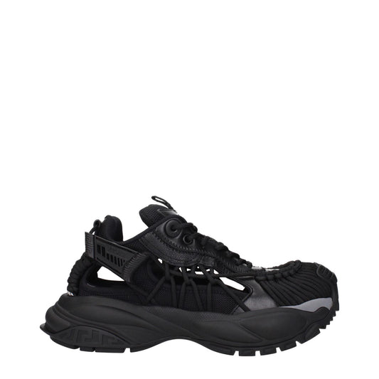 Versace Black Leather Athletic Sneakers