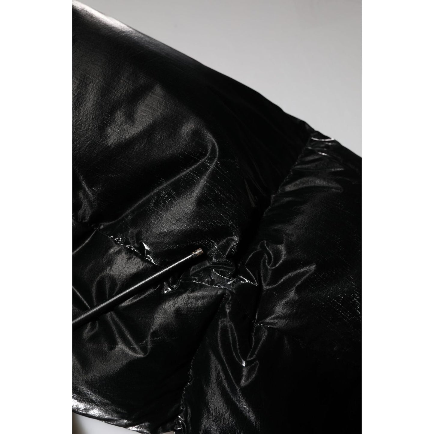 Dolce & Gabbana Black Logo Full Zip Hooded Quilted Jacket