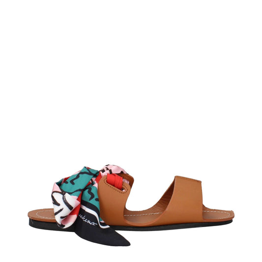 Max Mara Brown Leather Flat Sandals MA-15261714776329-EU38/US8