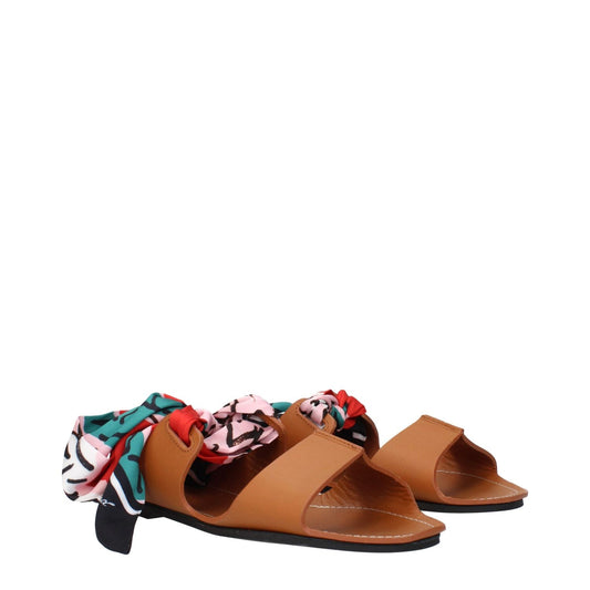 Max Mara Brown Leather Flat Sandals MA-15261714776329-EU38/US8