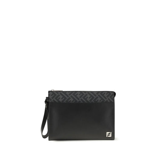 Fendi Black Calf Leather Bos Taurus Clutch Bag 1728,72470364320,Bags,Black,Clutch Bags - Bags,Fendi,Men,New with tags