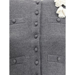 Self-Portrait Crocheted flower Cardigan SE-AW25010CBGRGREY-L