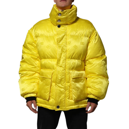 Dolce & Gabbana Yellow Nylon Logo Puffer Bomber Men Jacket Dolce & Gabbana