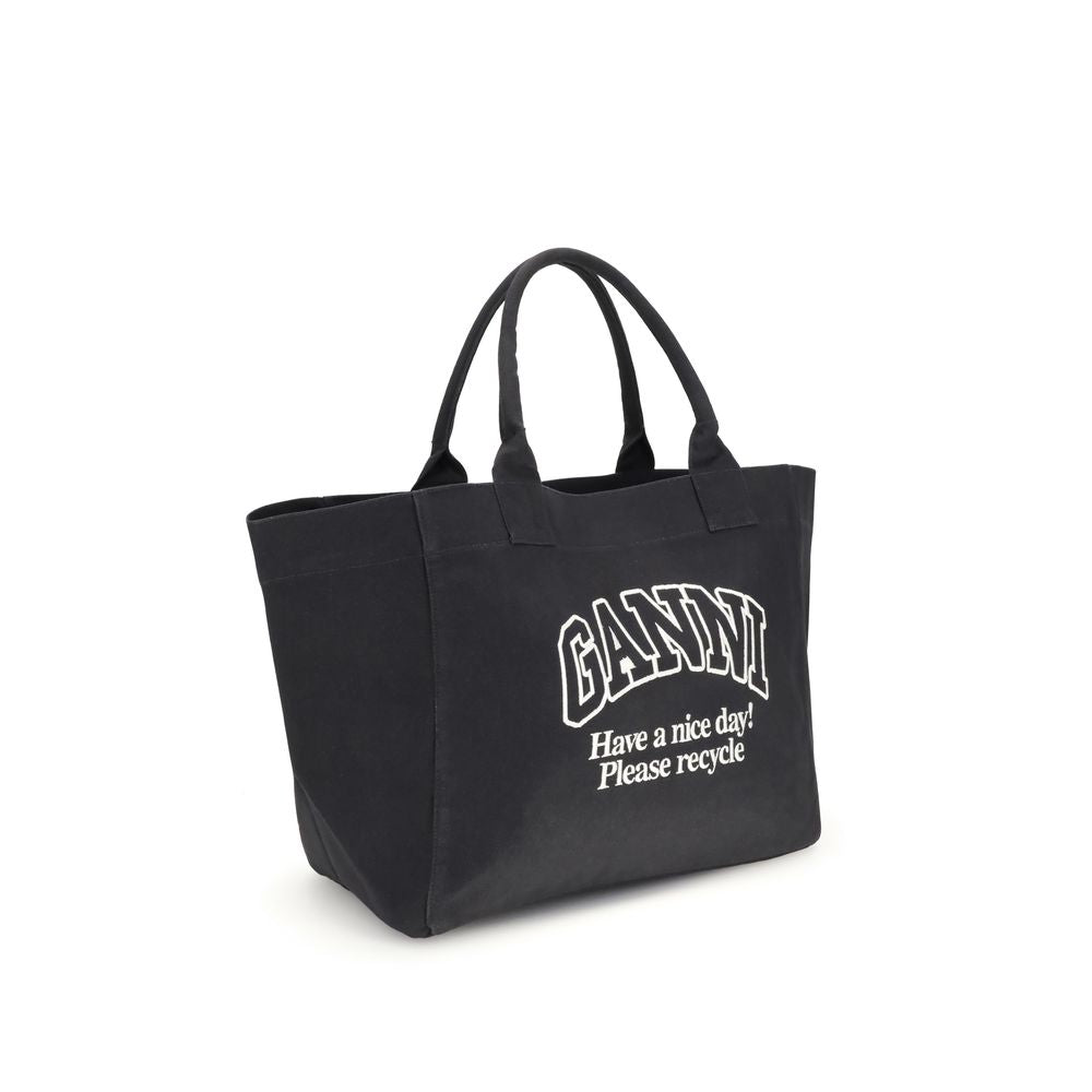 Ganni Black Cotton Shoulder Bag