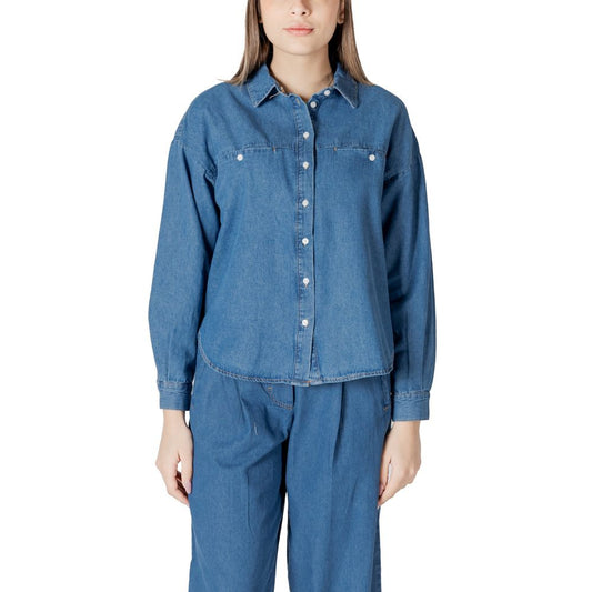 ICHI Blue Cotton Blouse 1728,34 | XXS,71956299936,Blouses - Shirts - Clothing,Blue,Clothing,ICHI,IT38|XS,New with tags,Shirts - Clothing,Women