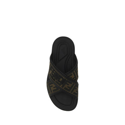 Fendi Black Rubber Slippers 1728,72470364320,Black,EU39/US6,EU40/US7,EU41/US8,EU42/US9,Fendi,Men,New with tags,Sandals - Shoes,Shoes,Slippers - Sandals - Shoes